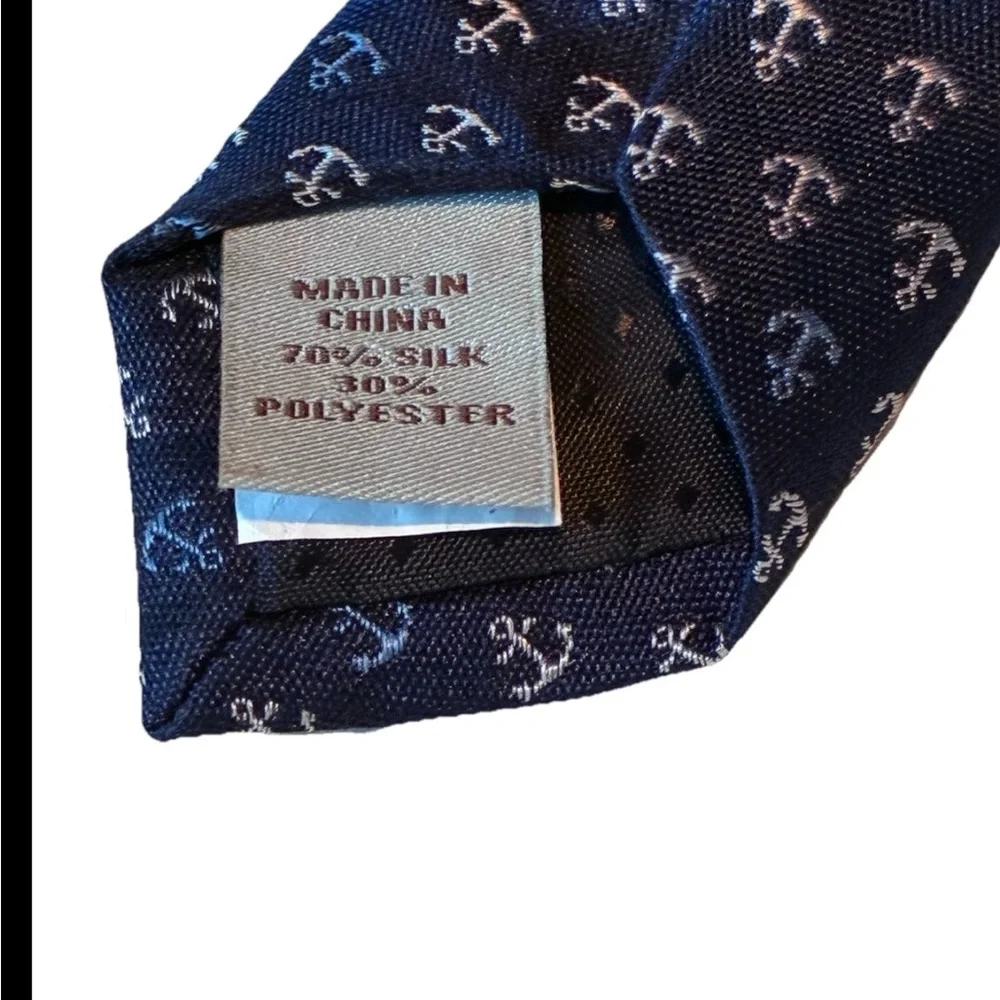 Class Club Boy’s Navy Blue Anchor Pattern Silk Blend Tie